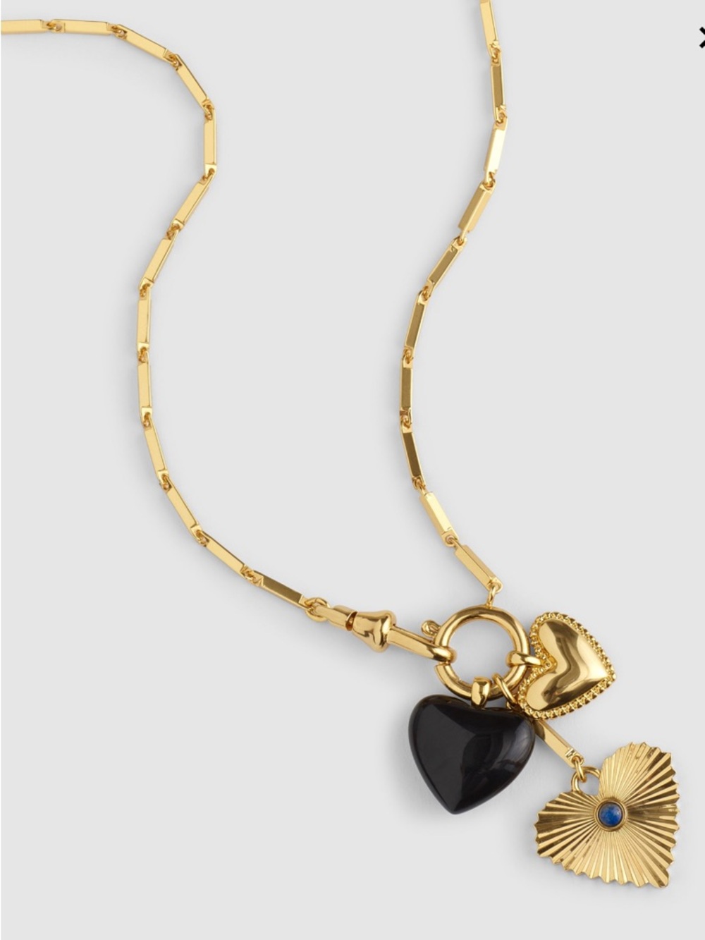 NWT MADEWELL Engine Turned Lapis Heart Charm Necklace